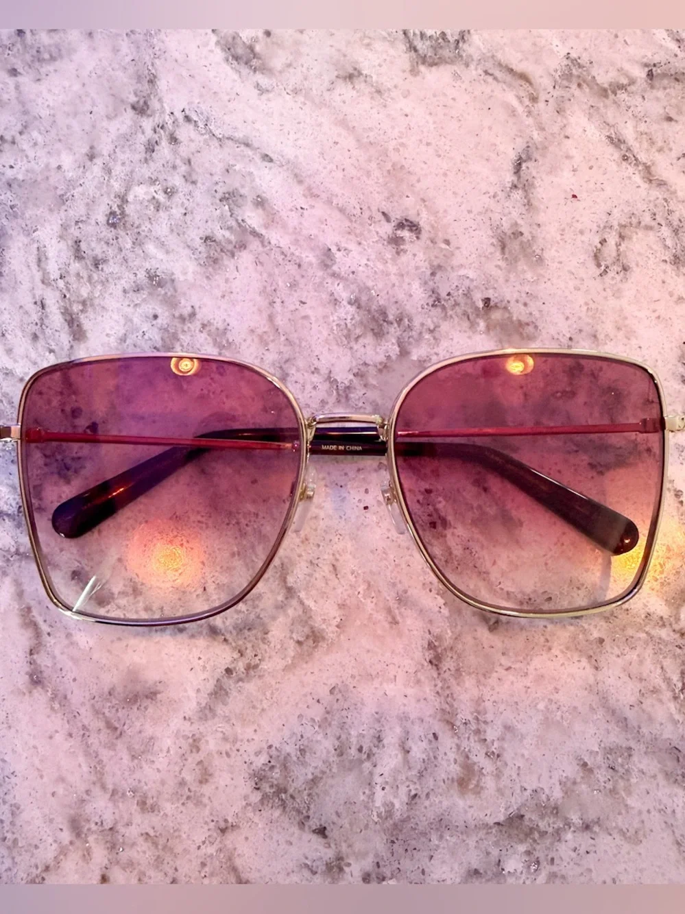 marc jacobs marc metal square sunglasses gold violet/pink doubleshade size 58 fr
